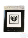 Kiwi Stitch Company, Koru Heart Cross Stitch Kit - Black on Cream