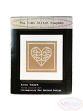 Kiwi Stitch Company, Koru Heart Cross Stitch Kit - Cream on Taupe